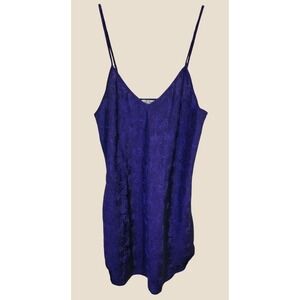 Vtg Intimate Affair Nightgown 90s Jacquard Chemise Slip Dress Purple Medium